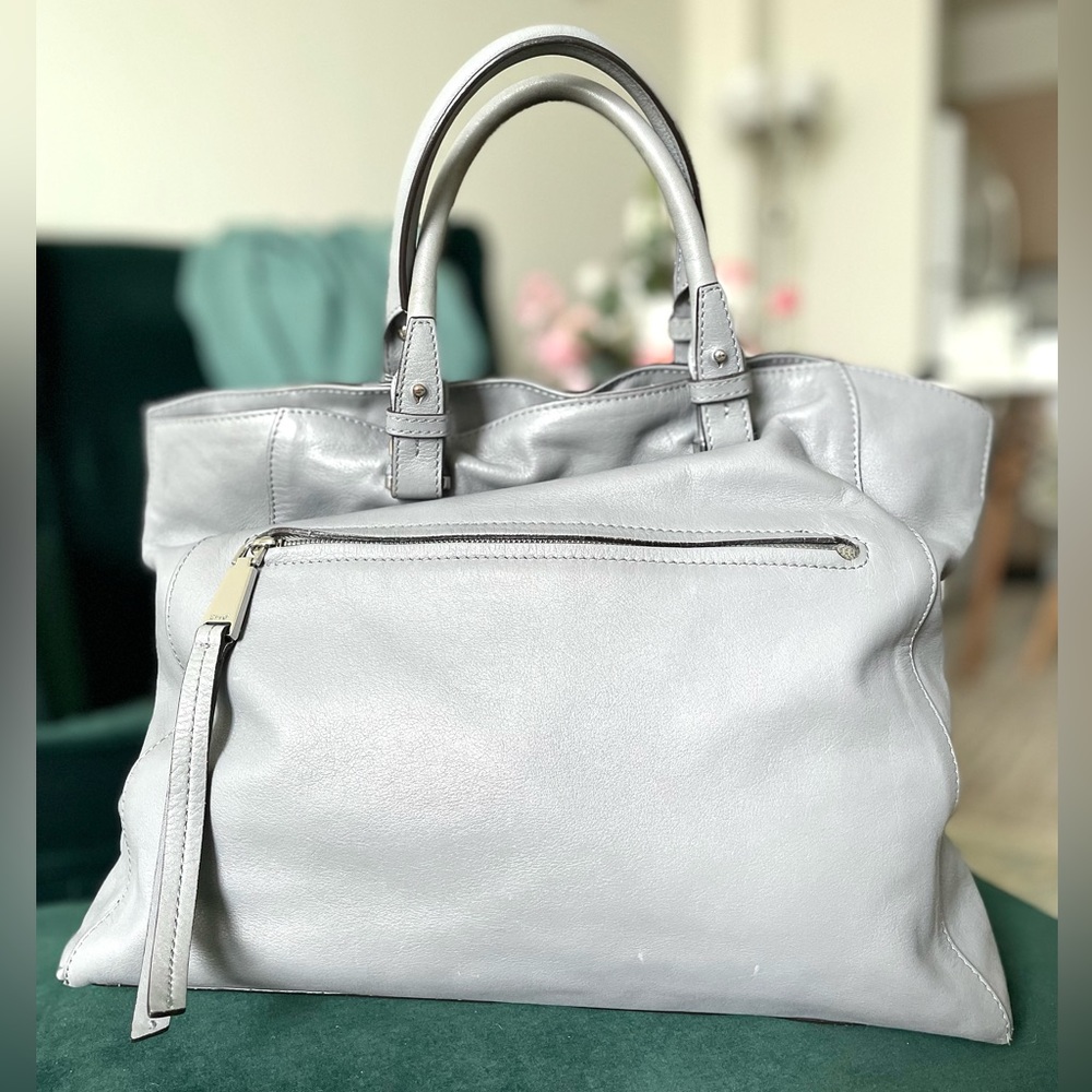 abro Leather Satchel Tote Bag Light Gray | Made in Germany - Picture 2 of 16